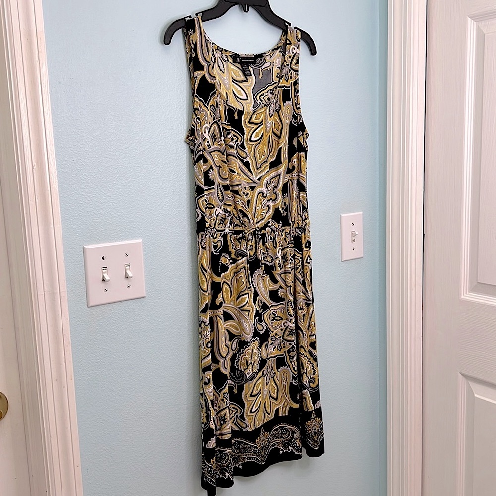 INC Size XS Black & Yellow Dress
